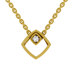 Lab Grown Diamond Pendant Necklace 0.02 Carat Round Shape 925 Sterling Silver Gold Plated Geometric Pendant Necklace