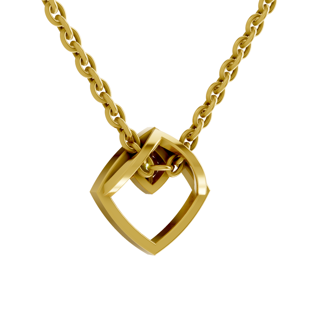 Lab Grown Diamond Pendant Necklace 0.02 Carat Round Shape 925 Sterling Silver Gold Plated Geometric Pendant Necklace
