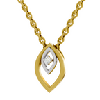 Lab Grown Diamond Pendant Necklace 0.02 Carat Round Shape 925 Sterling Silver Gold Plated Leaf Solitaire Pendant Necklace