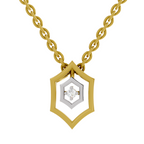Lab Grown Diamond Pendant Necklace 0.02 Carat Round Shape 925 Sterling Silver Gold Plated Hexagon Shield Pendant Necklace