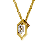 Lab Grown Diamond Pendant Necklace 0.02 Carat Round Shape 925 Sterling Silver Gold Plated Hexagon Shield Pendant Necklace