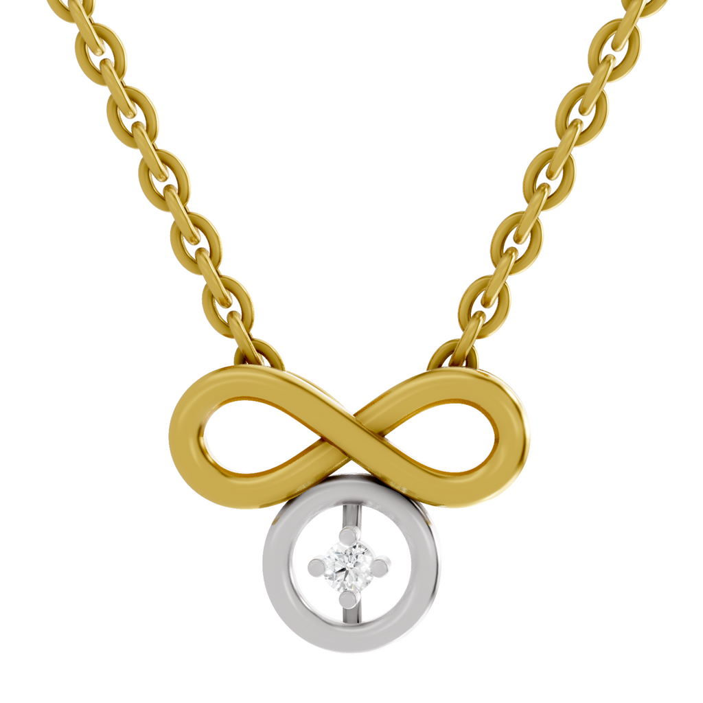 Lab Grown Diamond Pendant Necklace 0.02 Carat Round Shape 925 Sterling Silver Gold Plated Infinity Pendant Necklace