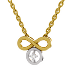 Lab Grown Diamond Pendant Necklace 0.02 Carat Round Shape 925 Sterling Silver Gold Plated Infinity Pendant Necklace
