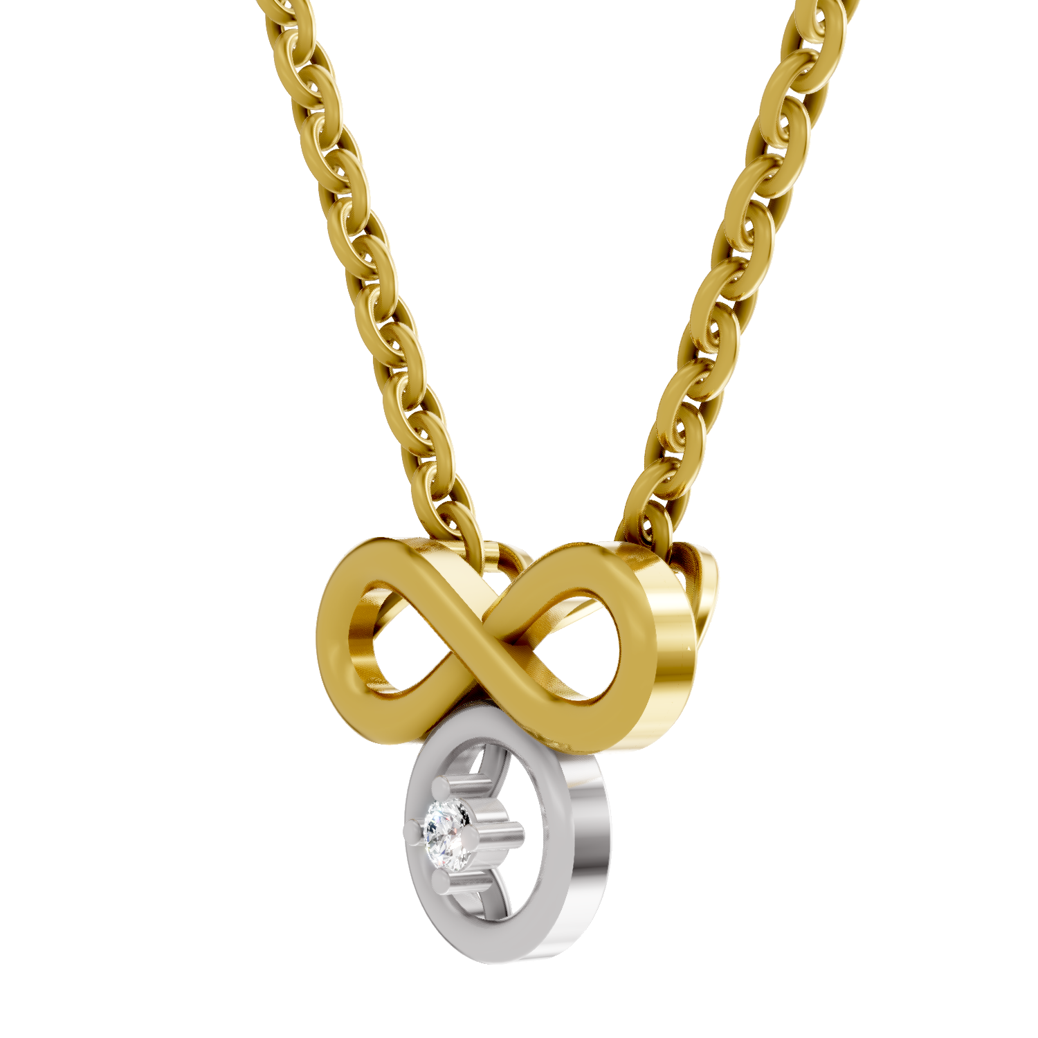 Lab Grown Diamond Pendant Necklace 0.02 Carat Round Shape 925 Sterling Silver Gold Plated Infinity Pendant Necklace