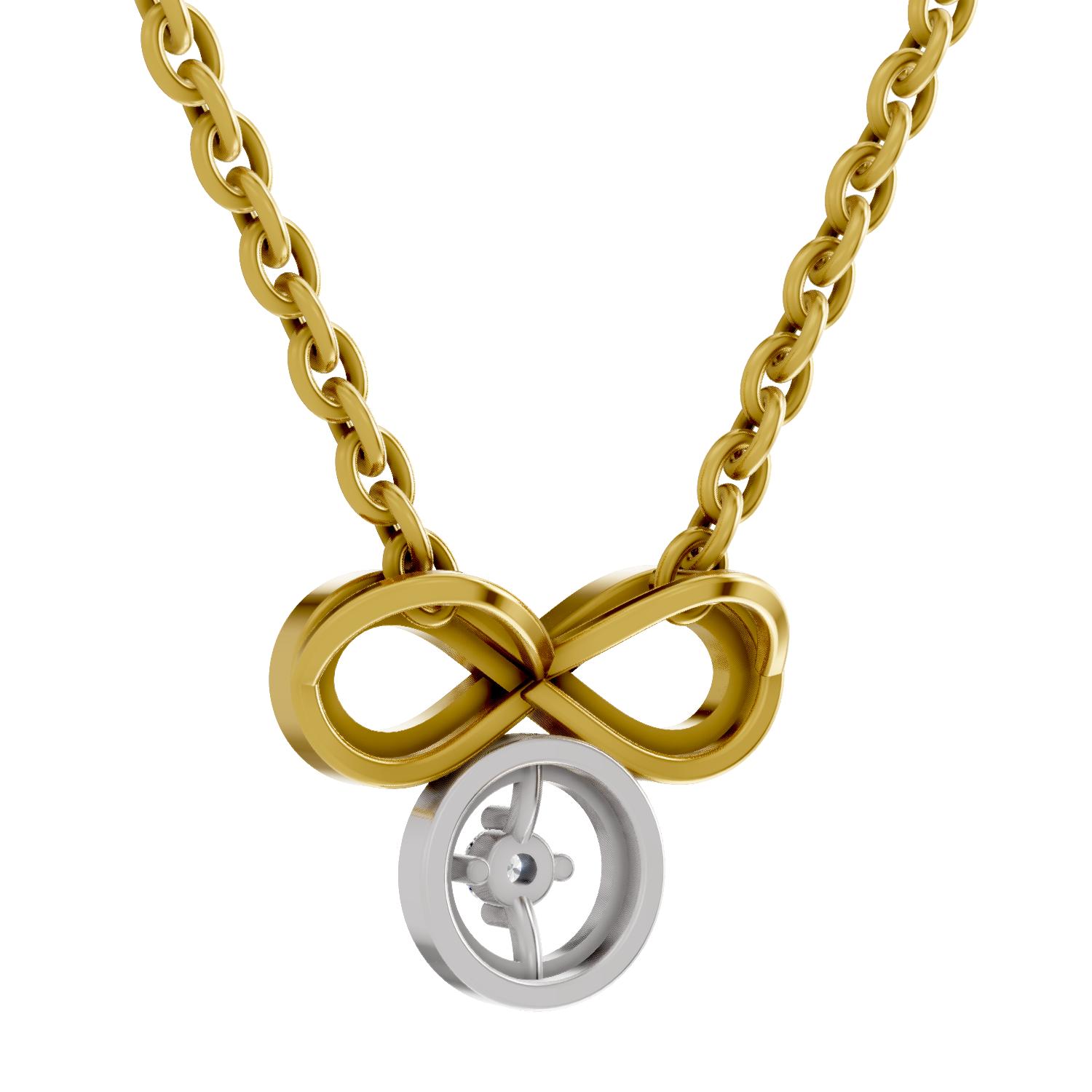 Lab Grown Diamond Pendant Necklace 0.02 Carat Round Shape 925 Sterling Silver Gold Plated Infinity Pendant Necklace