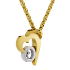Lab Grown Diamond Pendant Necklace 0.02 Carat Round Shape 925 Sterling Silver Gold Plated Heart Pendant Necklace