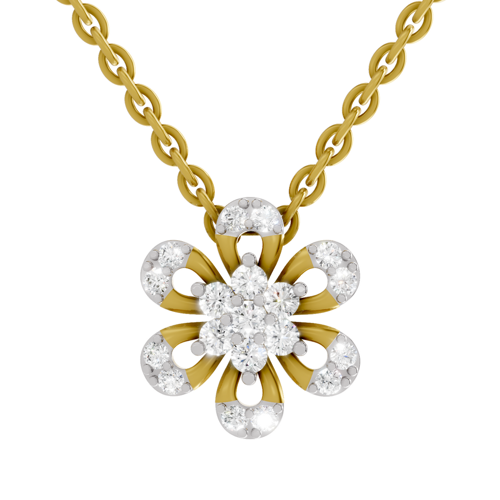 Lab Grown Diamond 0.3CT 925 Sterling Silver Gold Plated Round Shape Pendant
