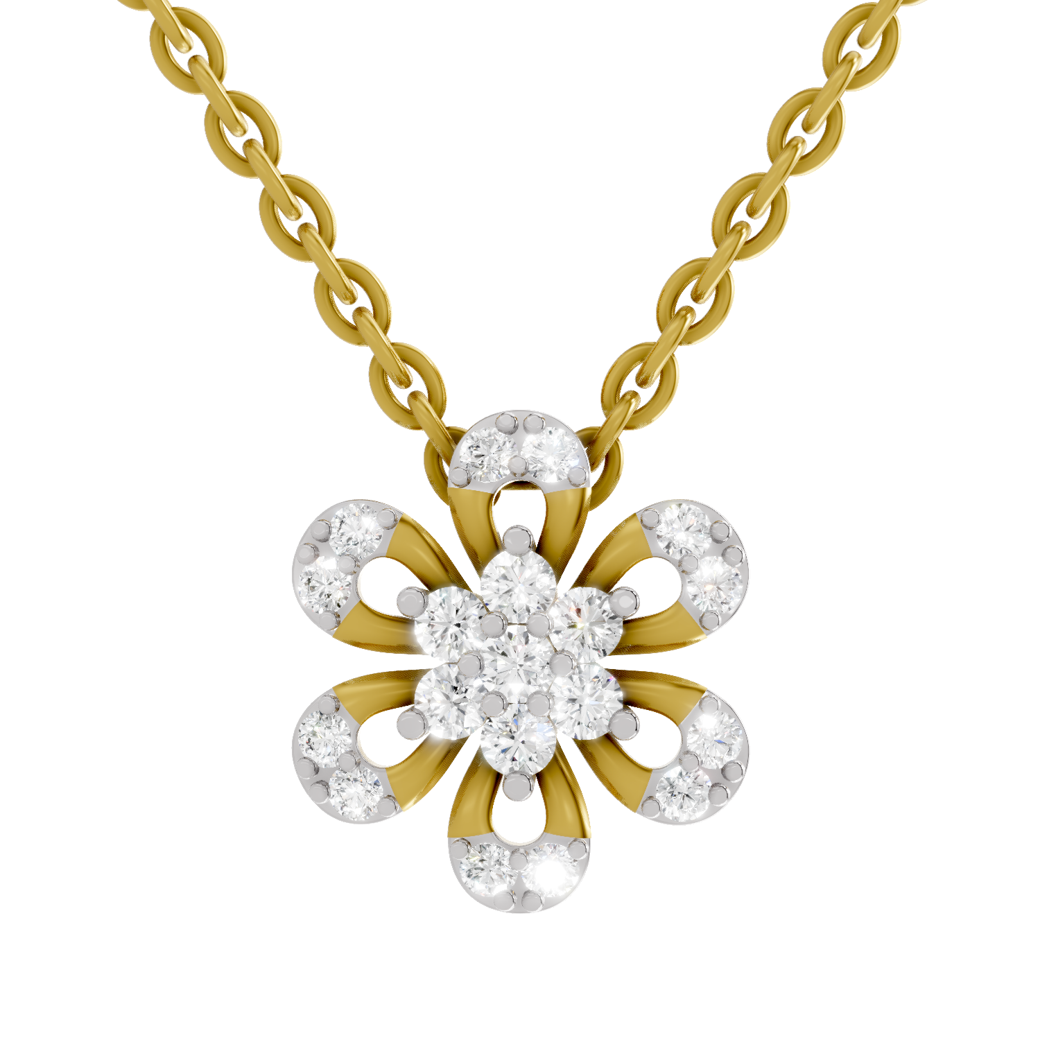 Lab Grown Diamond 0.3CT 925 Sterling Silver Gold Plated Round Shape Pendant