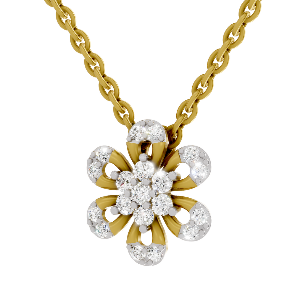 Lab Grown Diamond 0.3CT 925 Sterling Silver Gold Plated Round Shape Pendant