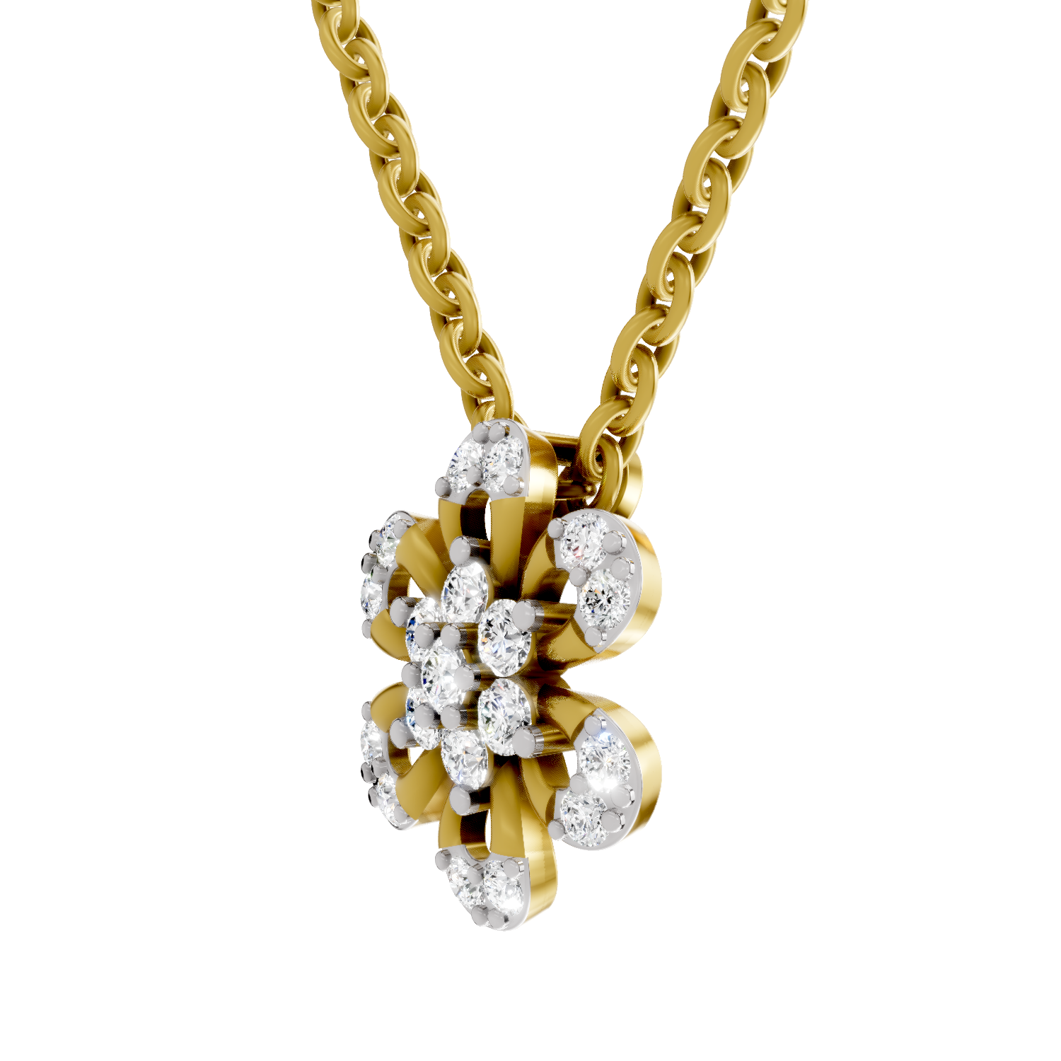 Lab Grown Diamond 0.3CT 925 Sterling Silver Gold Plated Round Shape Pendant