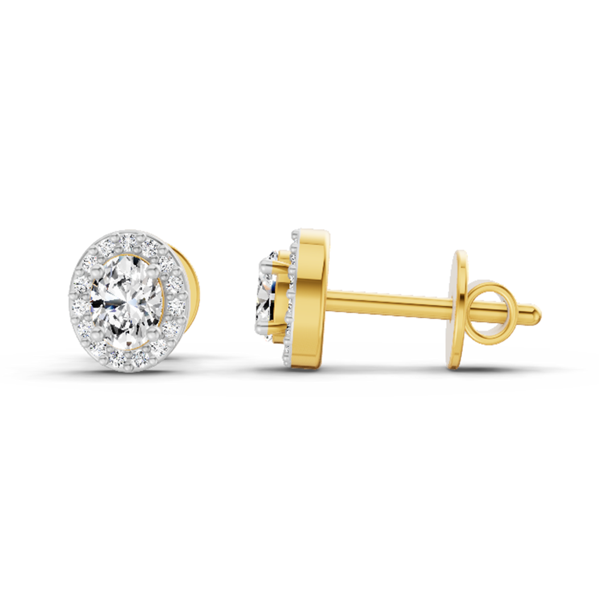 Lab Grown Diamond 0.09CT 925 Sterling Silver Gold Plated Round Shape Earring