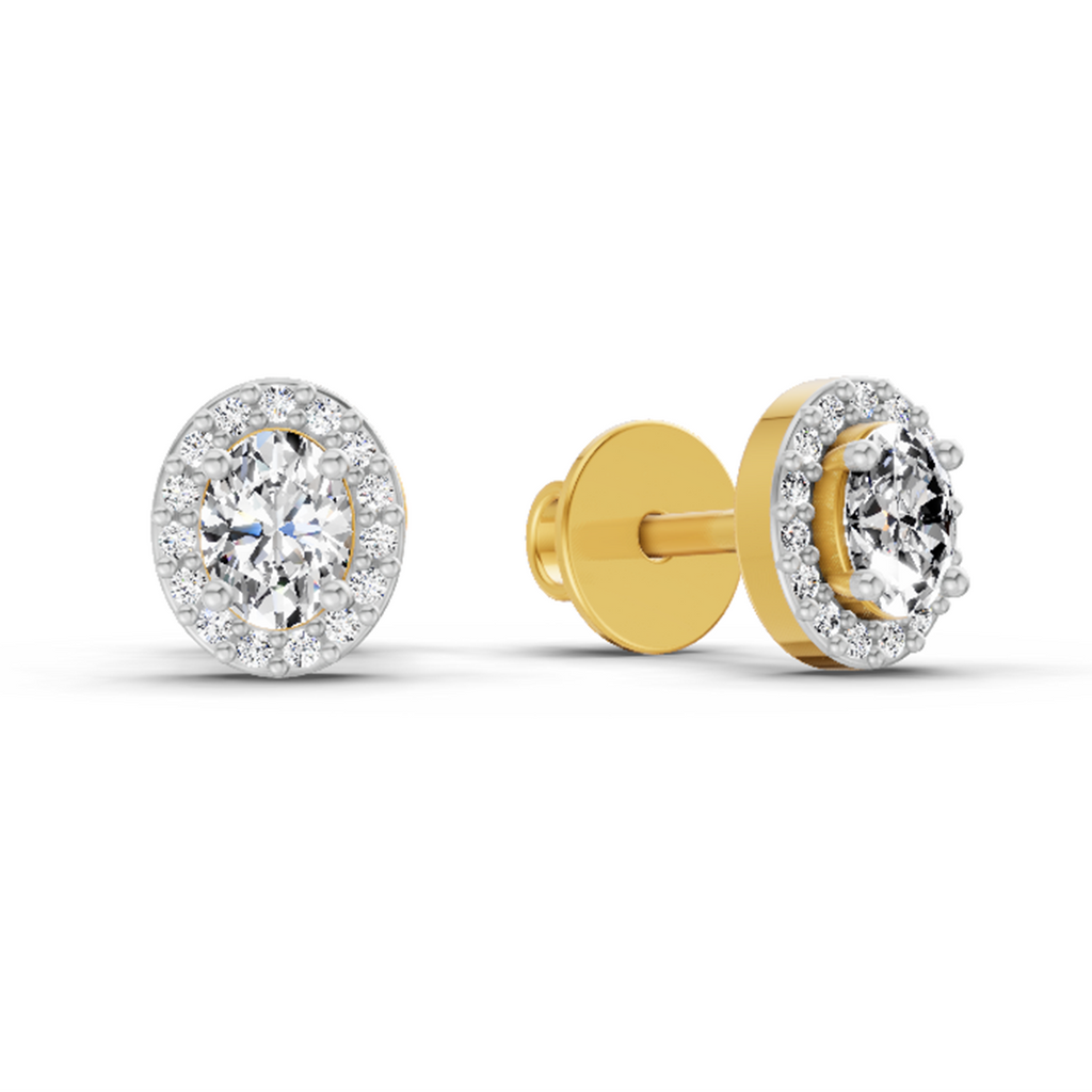 Lab Grown Diamond 0.09CT 925 Sterling Silver Gold Plated Round Shape Earring