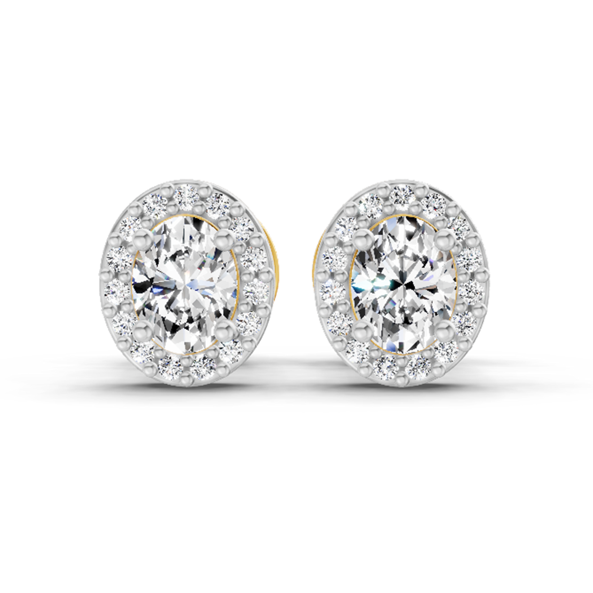 Lab Grown Diamond 0.09CT 925 Sterling Silver Gold Plated Round Shape Earring