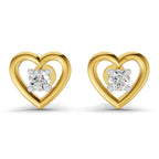 SPARQ Lab Grown Diamond Open Heart Solitaire Yellow Gold Plated Earrings
