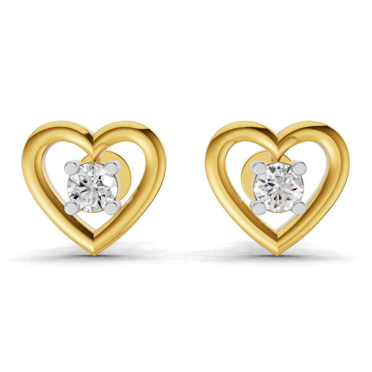 SPARQ Lab Grown Diamond Open Heart Solitaire Yellow Gold Plated Earrings
