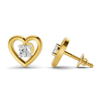 SPARQ Lab Grown Diamond Open Heart Solitaire Yellow Gold Plated Earrings