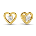 SPARQ Lab Grown Diamond Open Heart Solitaire Yellow Gold Plated Earrings