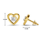 SPARQ Lab Grown Diamond Open Heart Solitaire Yellow Gold Plated Earrings