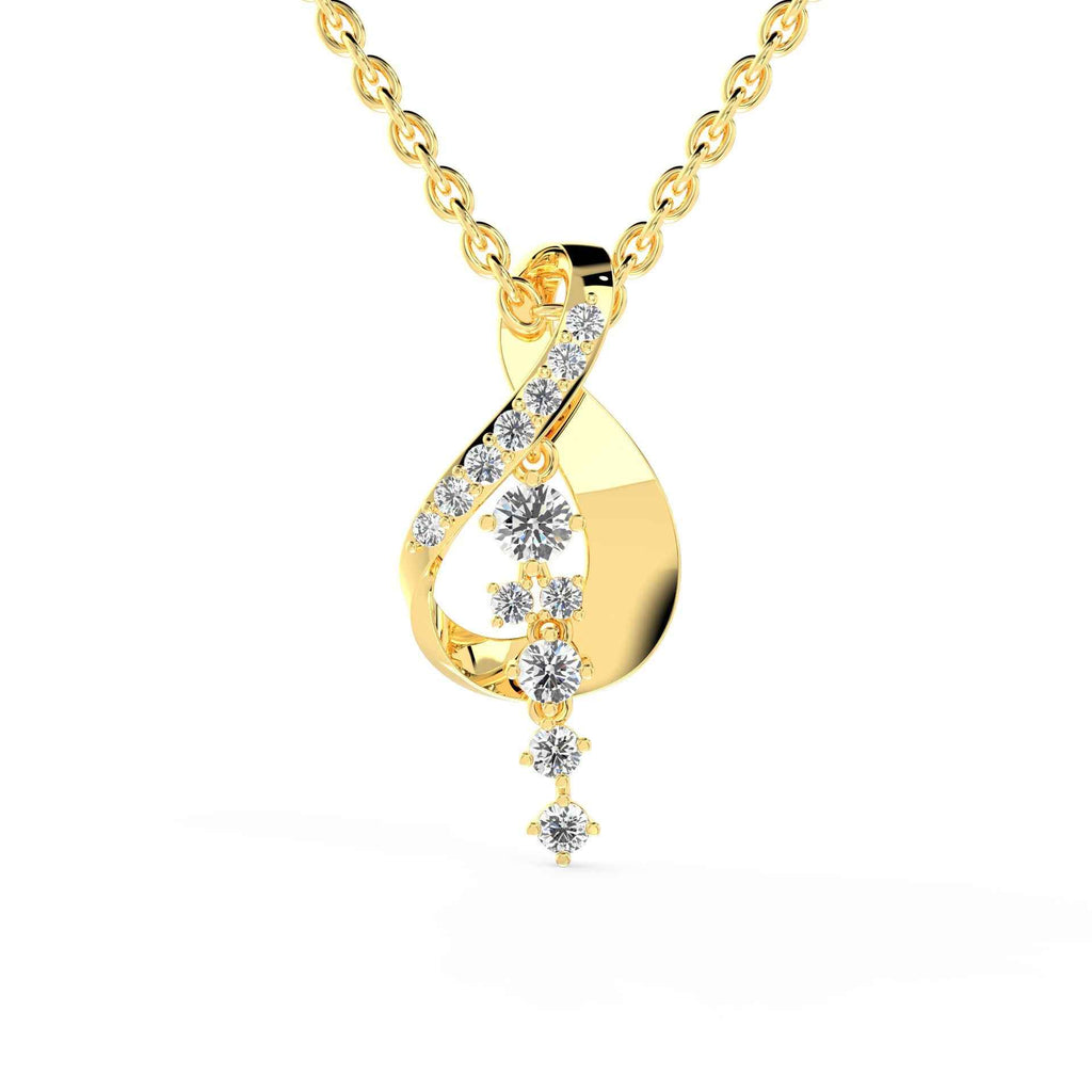 SPARQ Elegant Diamond Curve Drop Pendant in Gold Plated