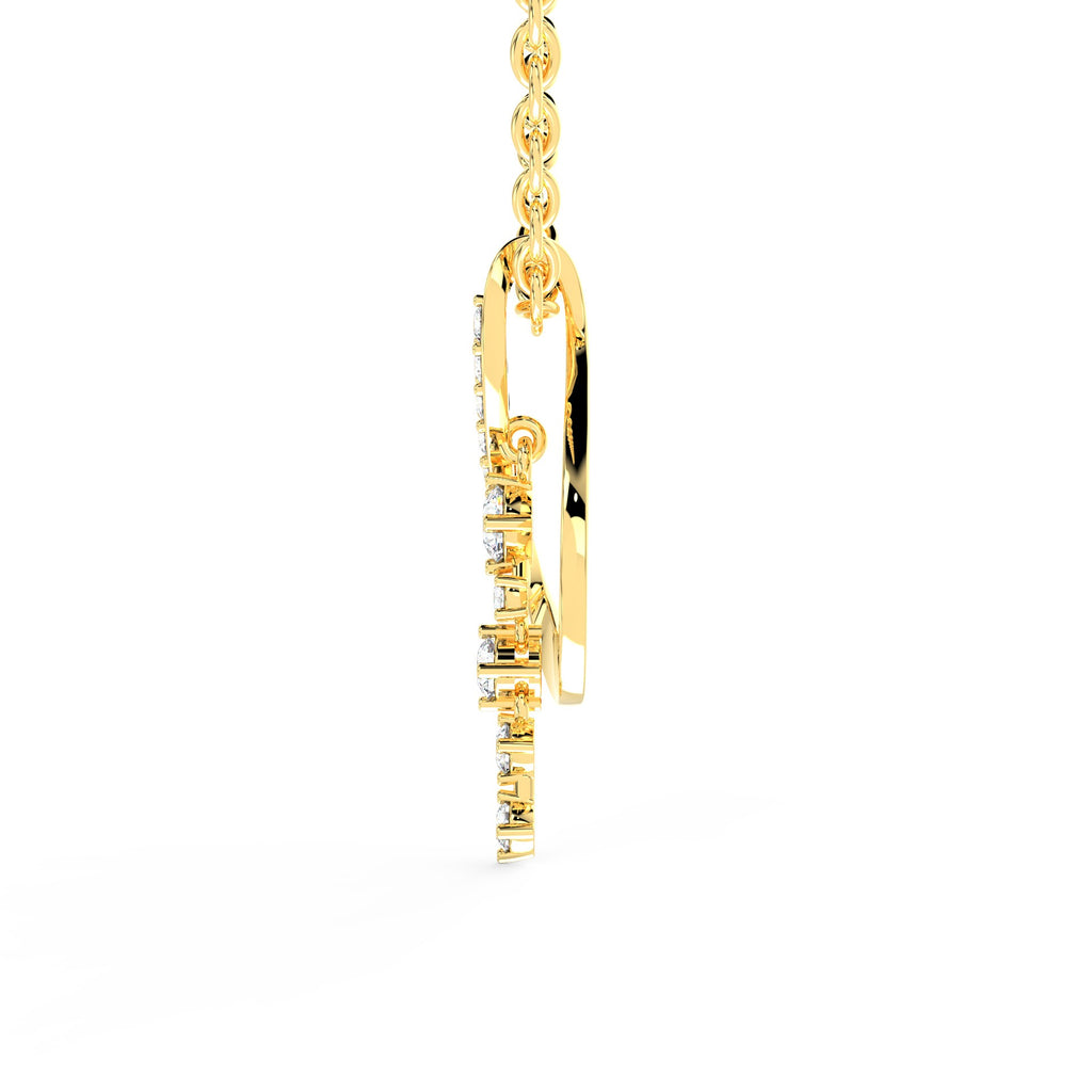 SPARQ Elegant Diamond Curve Drop Pendant in Gold Plated