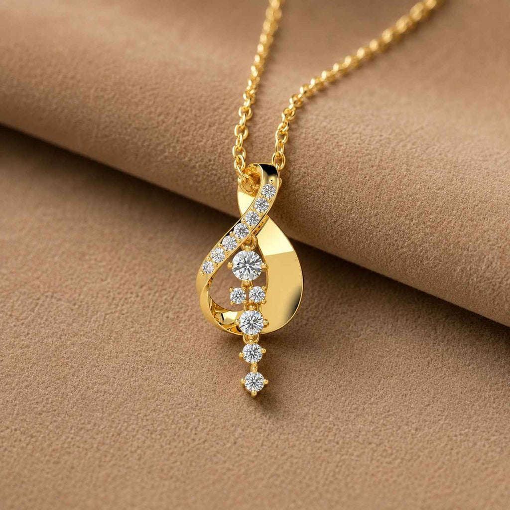 SPARQ Elegant Diamond Curve Drop Pendant in Gold Plated