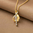 SPARQ Elegant Diamond Curve Drop Pendant in Gold Plated