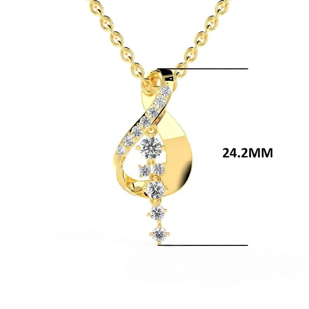 SPARQ Elegant Diamond Curve Drop Pendant in Gold Plated