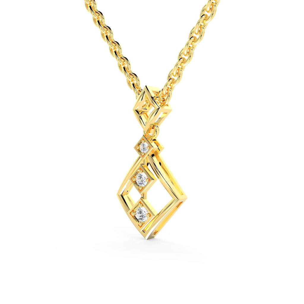 SPARQ 3-Stone Diamond Rhombus Pendant in Gold Plated