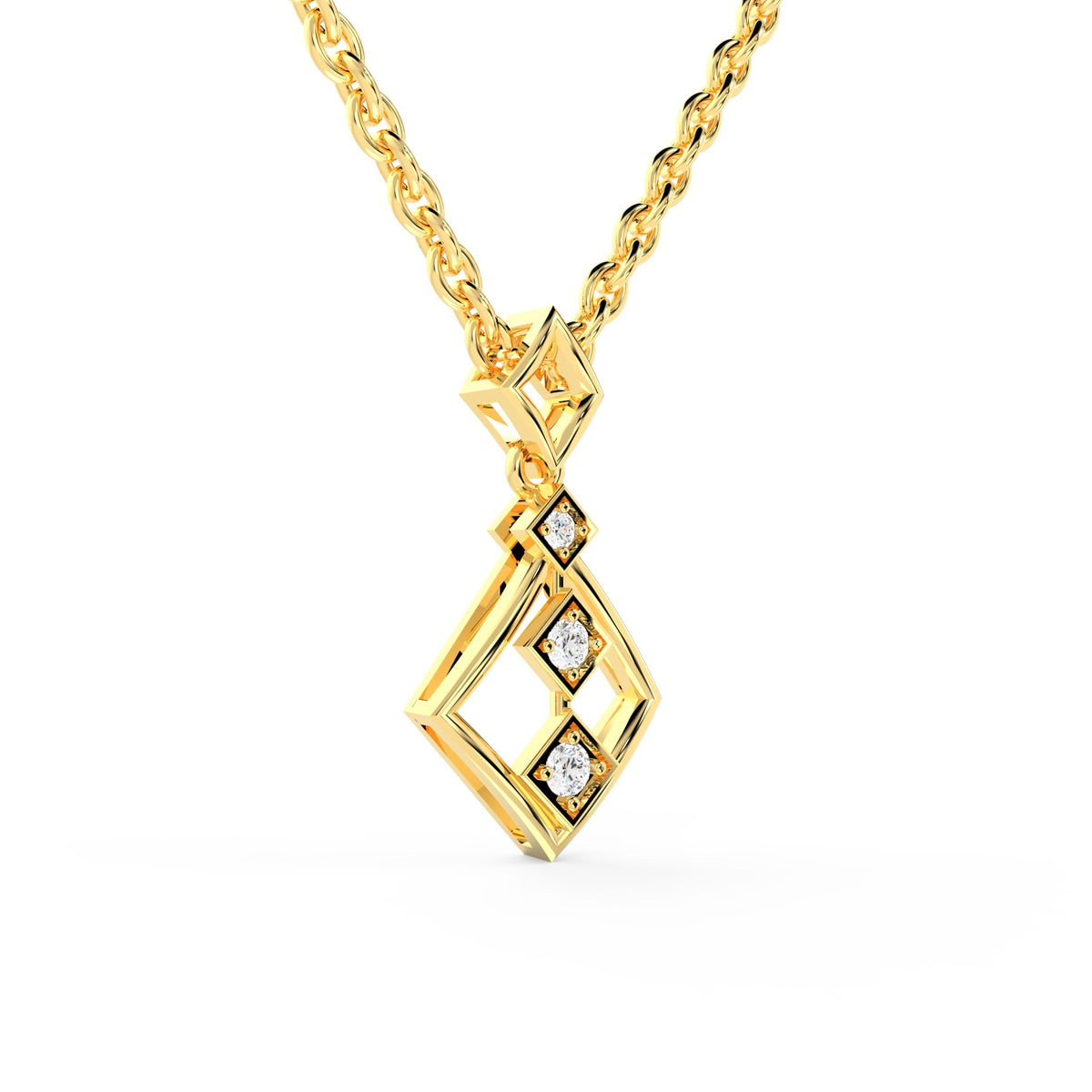 SPARQ 3-Stone Diamond Rhombus Pendant in Gold Plated