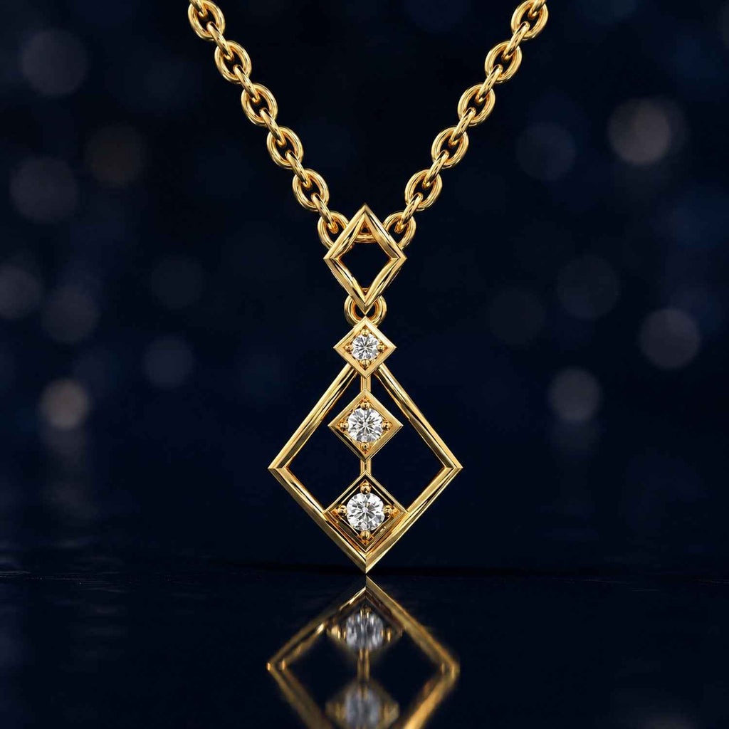 SPARQ 3-Stone Diamond Rhombus Pendant in Gold Plated