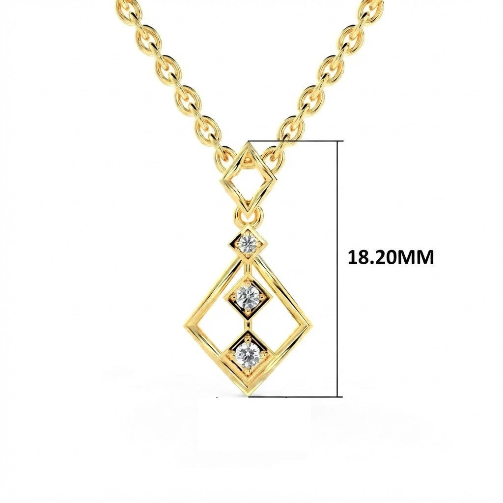 SPARQ 3-Stone Diamond Rhombus Pendant in Gold Plated