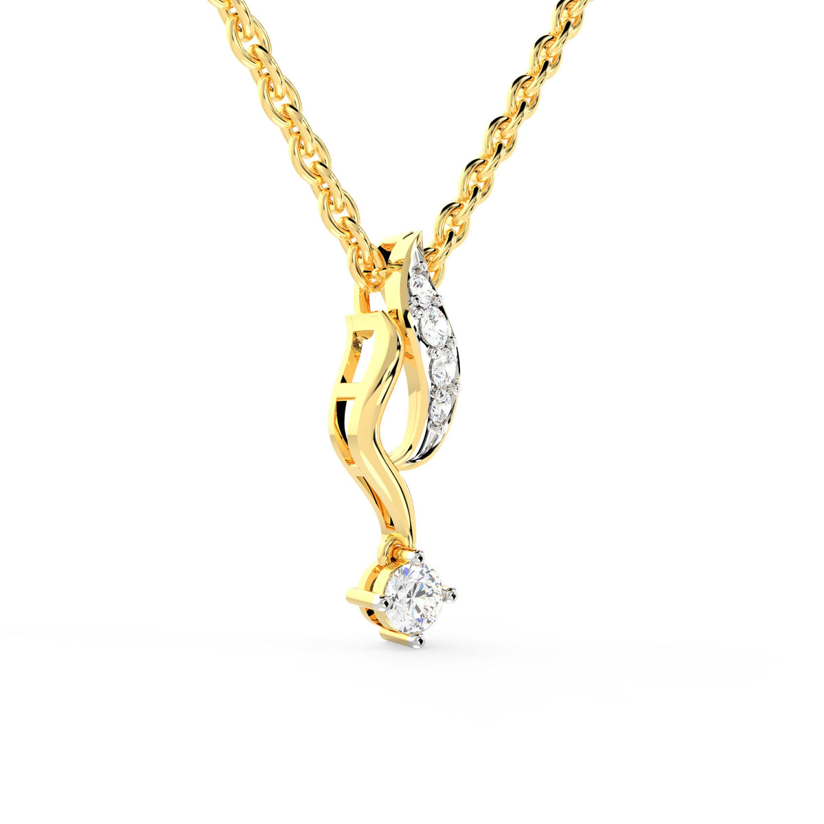 SPARQ Elegant Flame Diamond Drop Pendant in Gold Plated