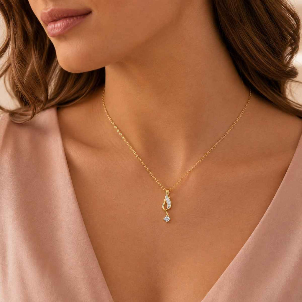 SPARQ Elegant Flame Diamond Drop Pendant in Gold Plated
