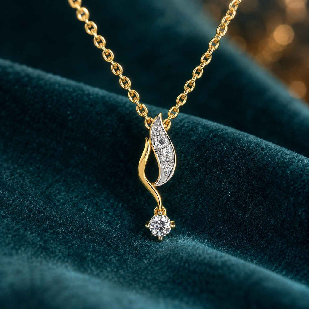 SPARQ Elegant Flame Diamond Drop Pendant in Gold Plated