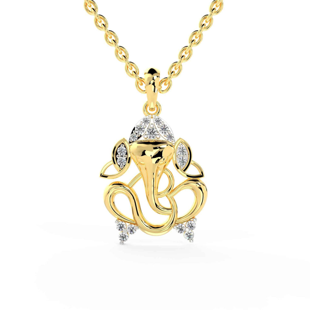 SPARQ Sparkling Diamond Lord Ganesha Pendant in Gold Plated