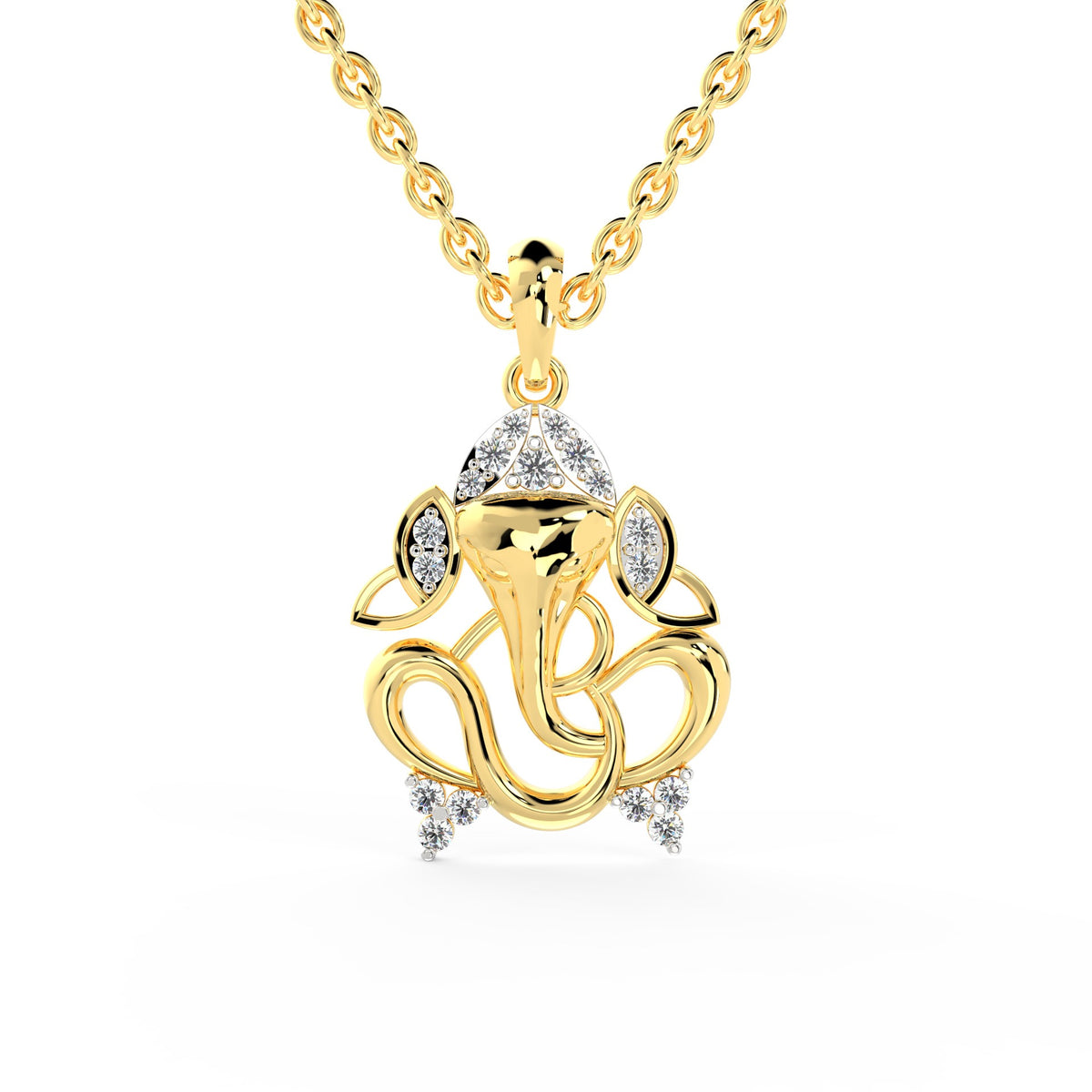 SPARQ Sparkling Diamond Lord Ganesha Pendant in Gold Plated