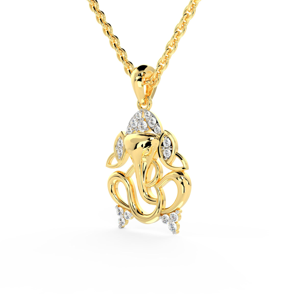 SPARQ Sparkling Diamond Lord Ganesha Pendant in Gold Plated
