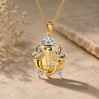 SPARQ Sparkling Diamond Lord Ganesha Pendant in Gold Plated