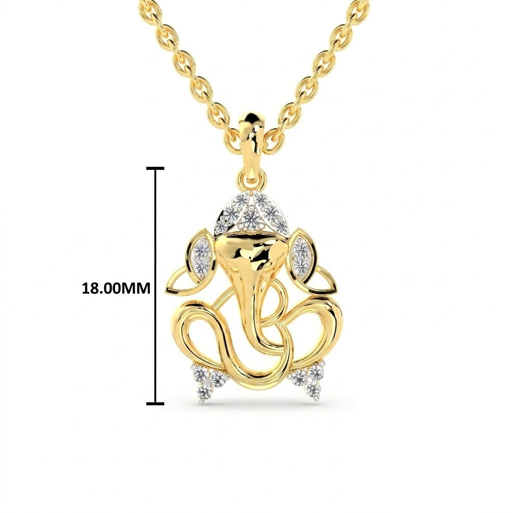 SPARQ Sparkling Diamond Lord Ganesha Pendant in Gold Plated