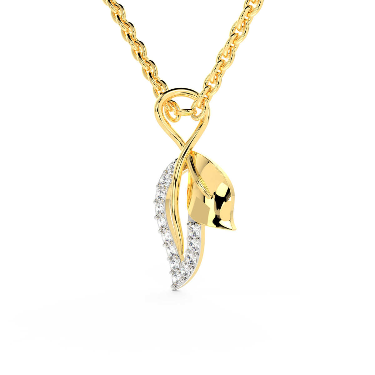 SPARQ Two-Tone Gold Leaf & Diamond Swirl Pendant