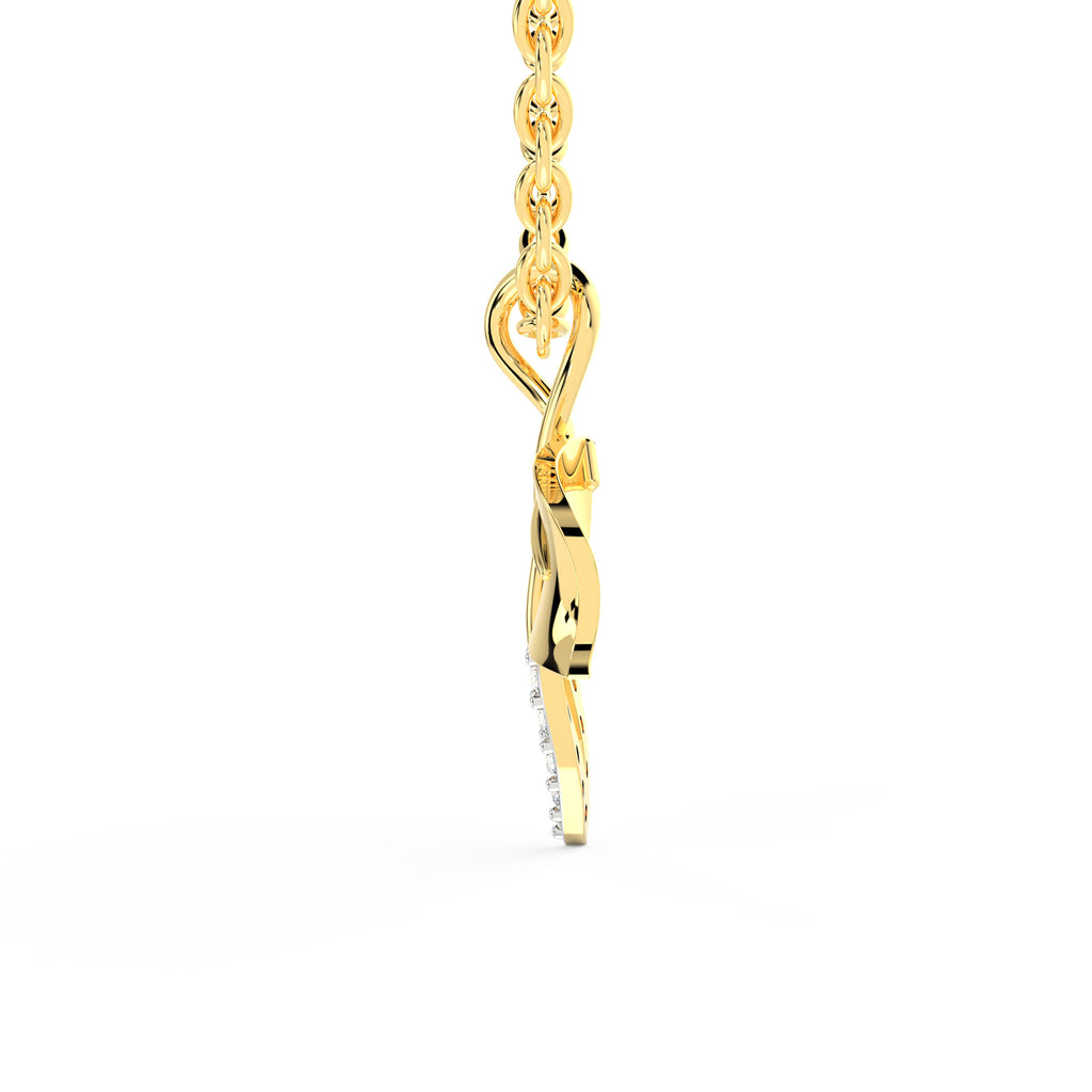 SPARQ Two-Tone Gold Leaf & Diamond Swirl Pendant