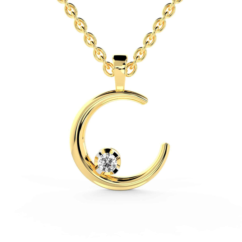 SPARQ Crescent Moon Diamond Pendant in Gold Plated