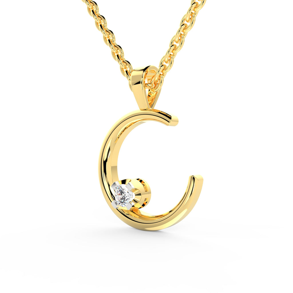 SPARQ Crescent Moon Diamond Pendant in Gold Plated