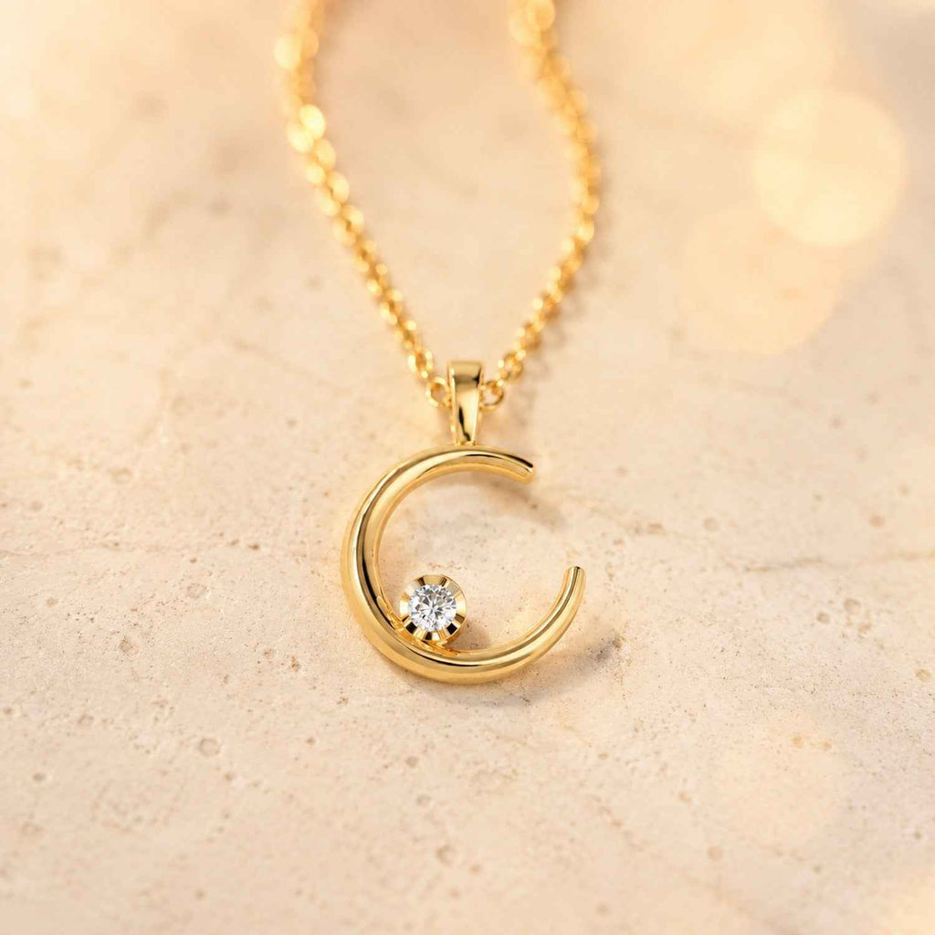 SPARQ Crescent Moon Diamond Pendant in Gold Plated