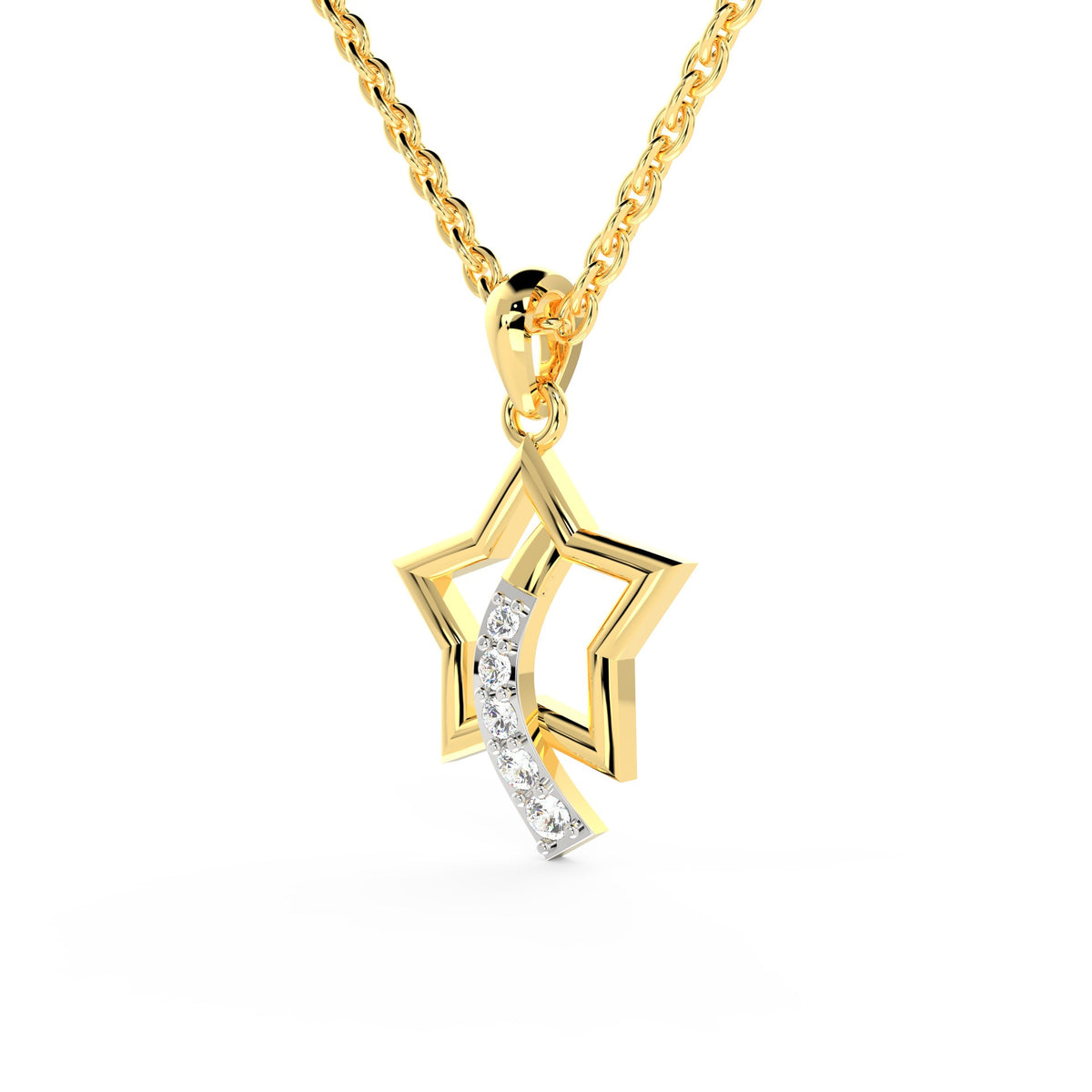 SPARQ Modern Diamond Starburst Motif Pendant in Gold Plated