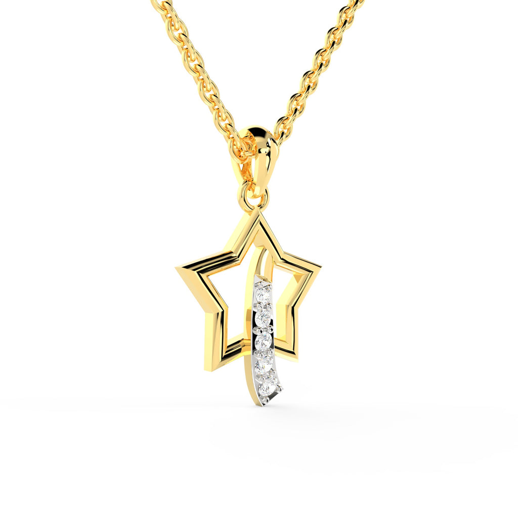 SPARQ Modern Diamond Starburst Motif Pendant in Gold Plated