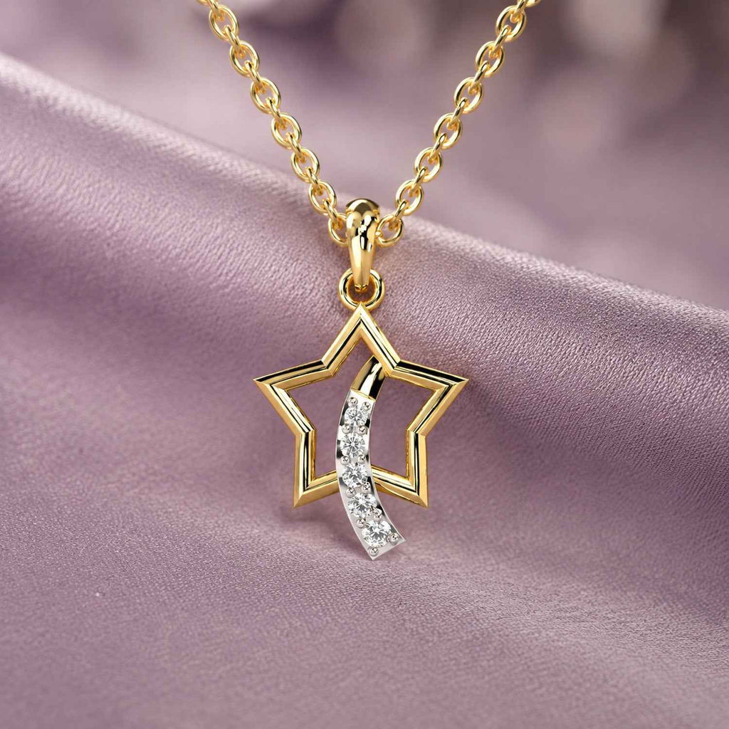SPARQ Modern Diamond Starburst Motif Pendant in Gold Plated