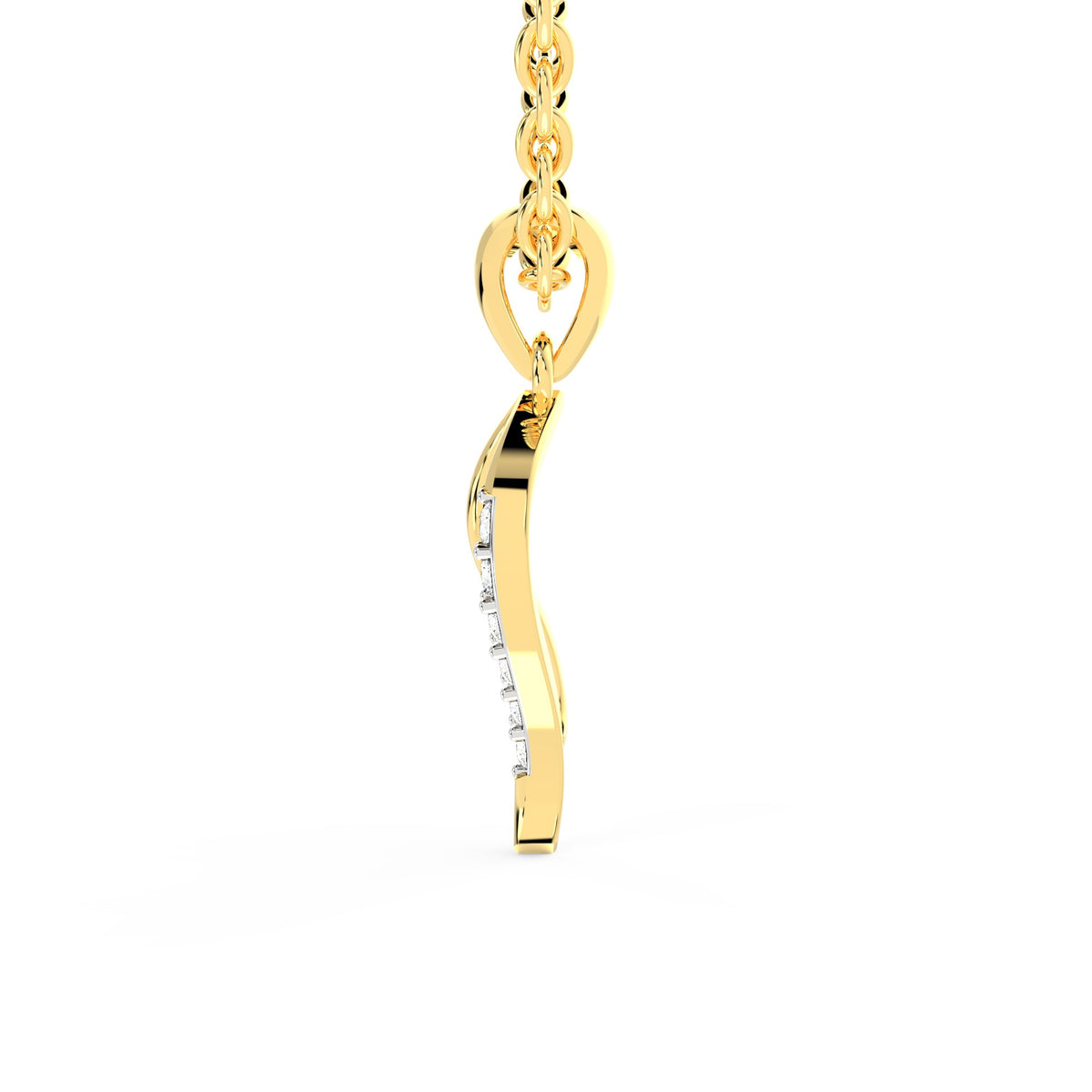 SPARQ Curved Wave Diamond Pendant in Gold Plated