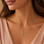 SPARQ Curved Wave Diamond Pendant in Gold Plated