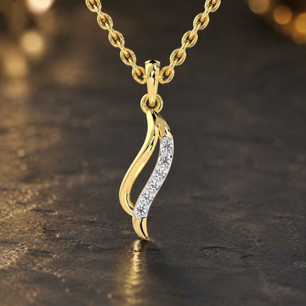 SPARQ Curved Wave Diamond Pendant in Gold Plated